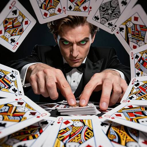 Ultra-Realistic Magician Portrait with Cards
