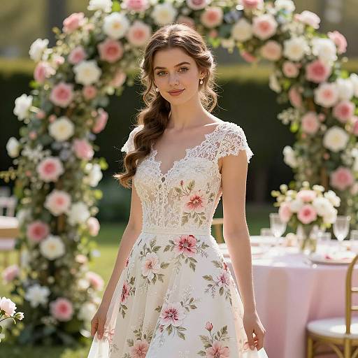 Elegant Garden Party Wedding Dress Scene