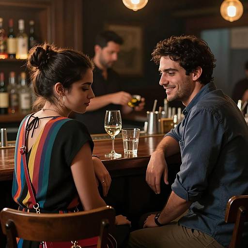 Intimate Moment at a Cozy Bar