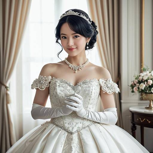 Elegant Bride in Off-Shoulder Ballgown