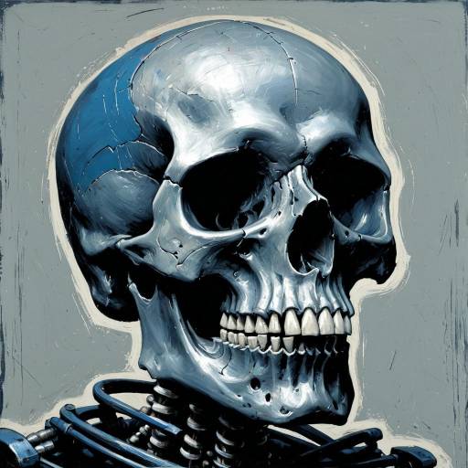 Metallic Skull Oil Painting Illustration