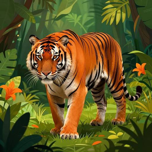 Vibrant Tiger in Lush Jungle