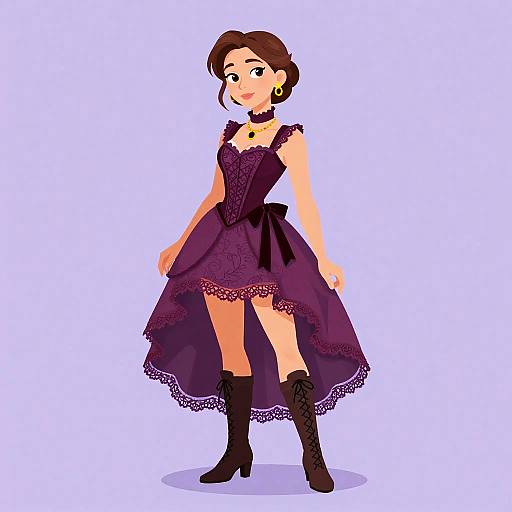 Victorian Burgundy Brocade Dress Ensemble