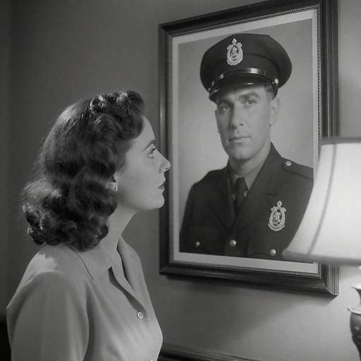 1940s Woman Gazing at Portrait