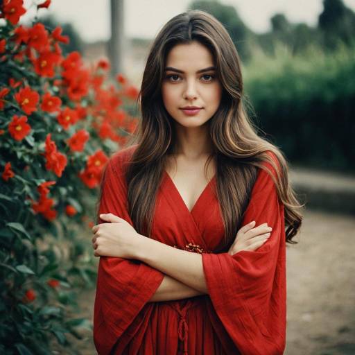 Elegant Girl in Red Kaftan Dress