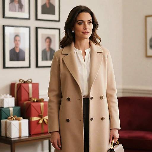 Warm Indoor Portrait of Woman in Beige