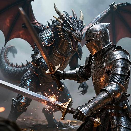 Intense Knight vs Dragon Battle