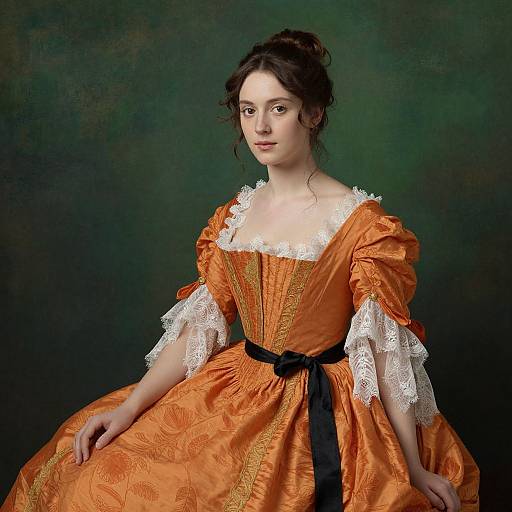 Elegant Woman in Orange Gown Portrait