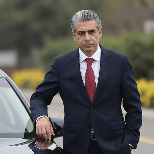 Serious Middle-Aged Executive by Car