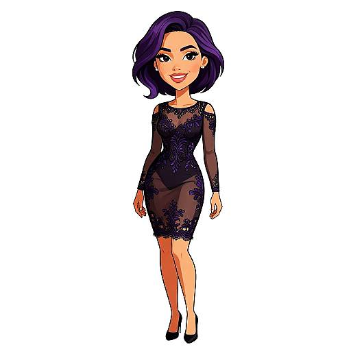 Elegant Woman in Sheer Lace Dress