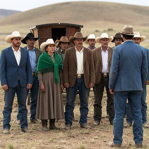 Vibrant Western Scene with Cowboy Characters