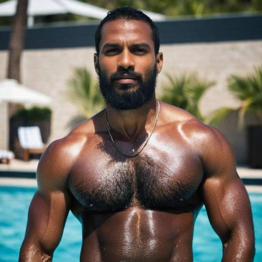 Muscular Male Portrait with Traditional Media