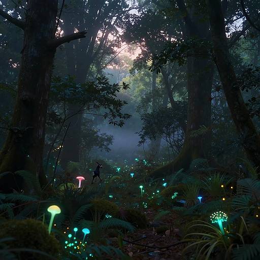 Mystical Bioluminescent Forest at Twilight