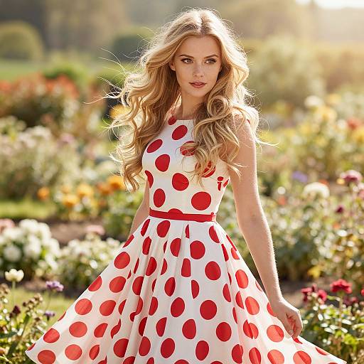 Elegant Woman in Sunlit Garden