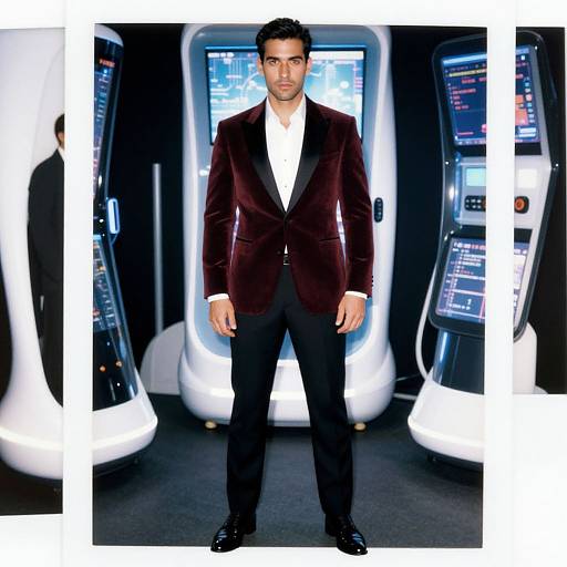 Confident Man in Futuristic Velvet Jacket