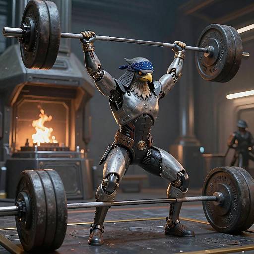 Futuristic Cyber Warrior Deadlifting in Forge
