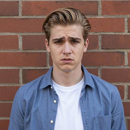 Young Man by Red Brick Wall