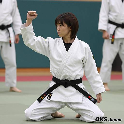 Focused Female Martial Artist in Action