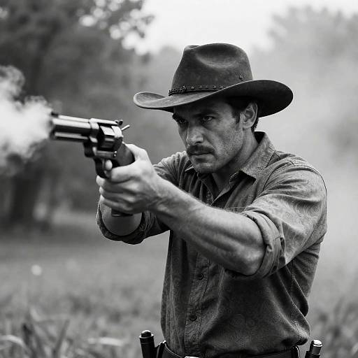 Dramatic Black-and-White Cowboy Shot
