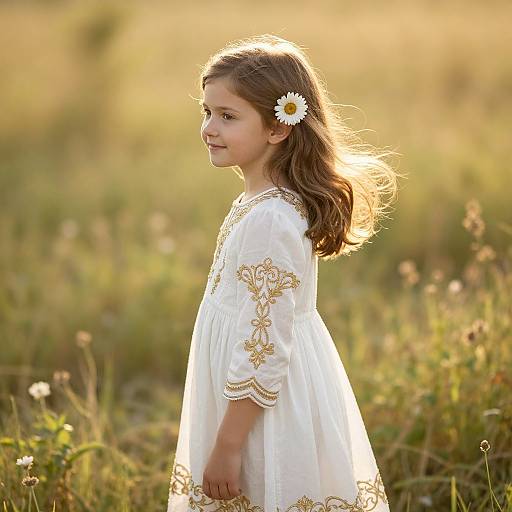Young Girl in Sunlit Meadow