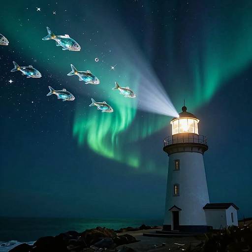 Glass Fish and Aurora Lighthouse Dreams
