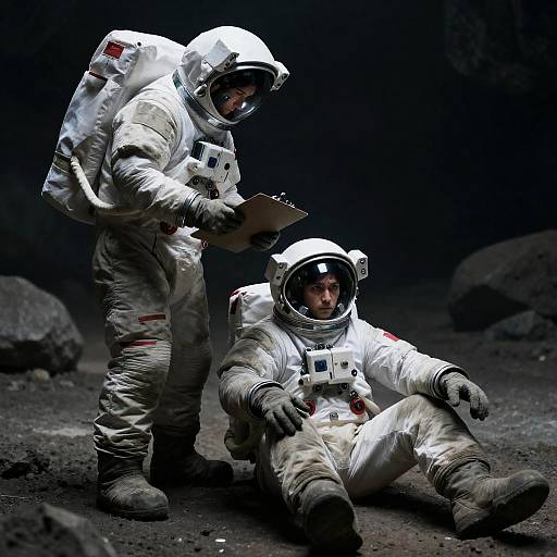 Dramatic Scene of Astronauts in Space