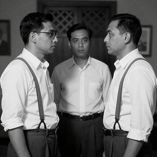 Black-and-White Trio in Lattice Room