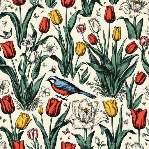 Vintage Hand-Drawn Tulip Garden Design