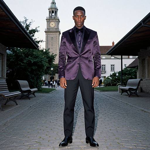 Stylish Man at Historic Clock Tower