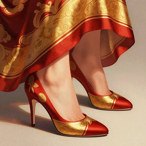 Luxurious Oriental Silk Scarf Illustration