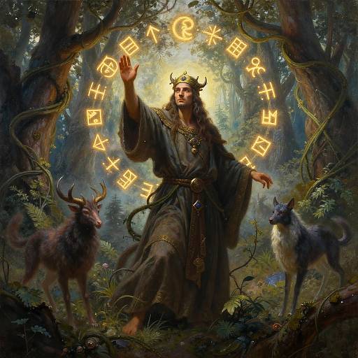 Ancient Druid Invoking Nature's Power