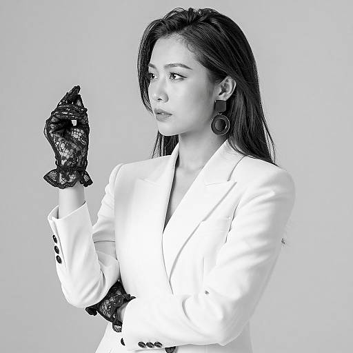 Elegant Woman in Black and White Portrait