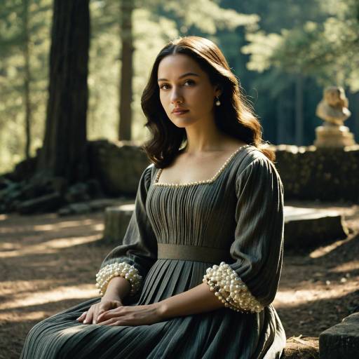 Woman in Vintage Dress Outdoors