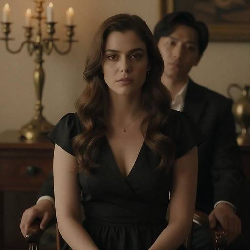 Moody Portrait of a Wavy-Haired Woman