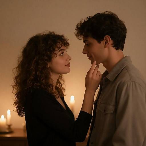 Candlelit Tender Moment Between Lovers