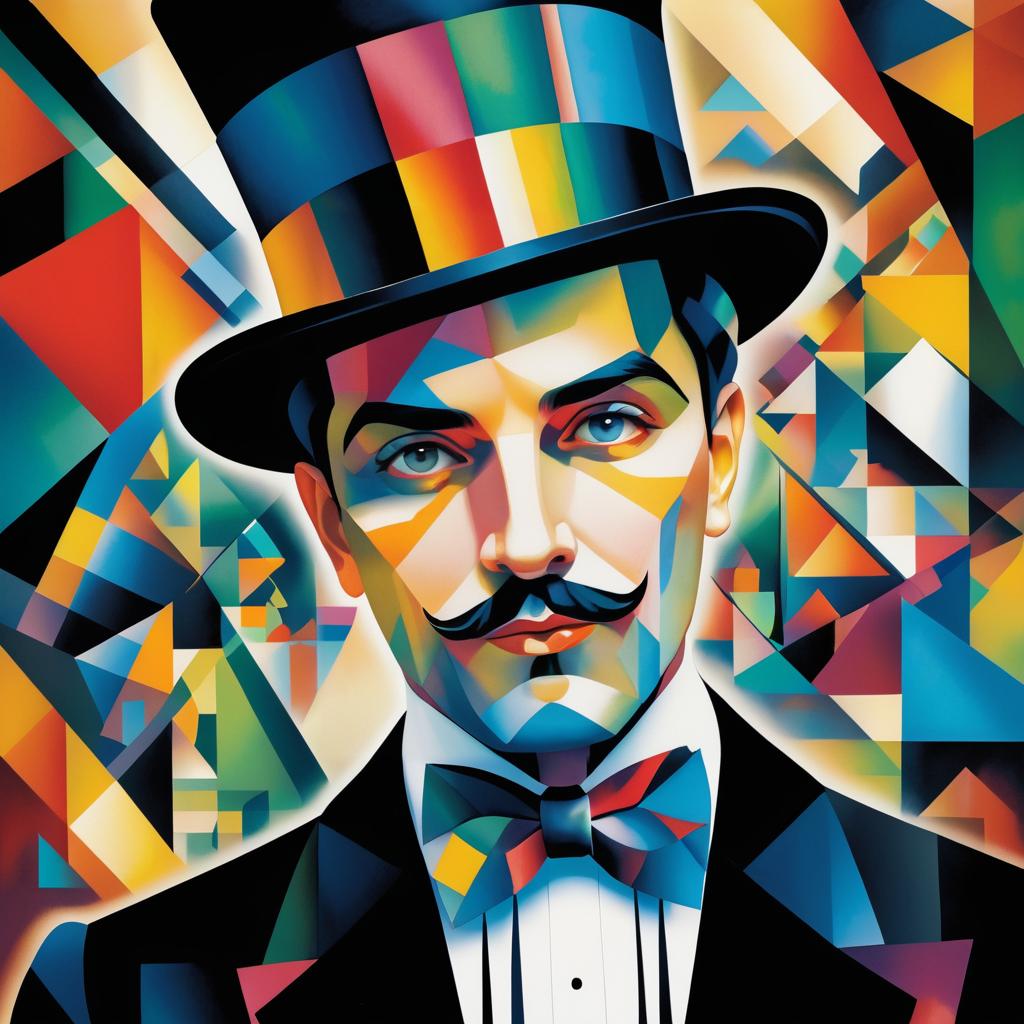 Cubist Elegance: Man in Top Hat