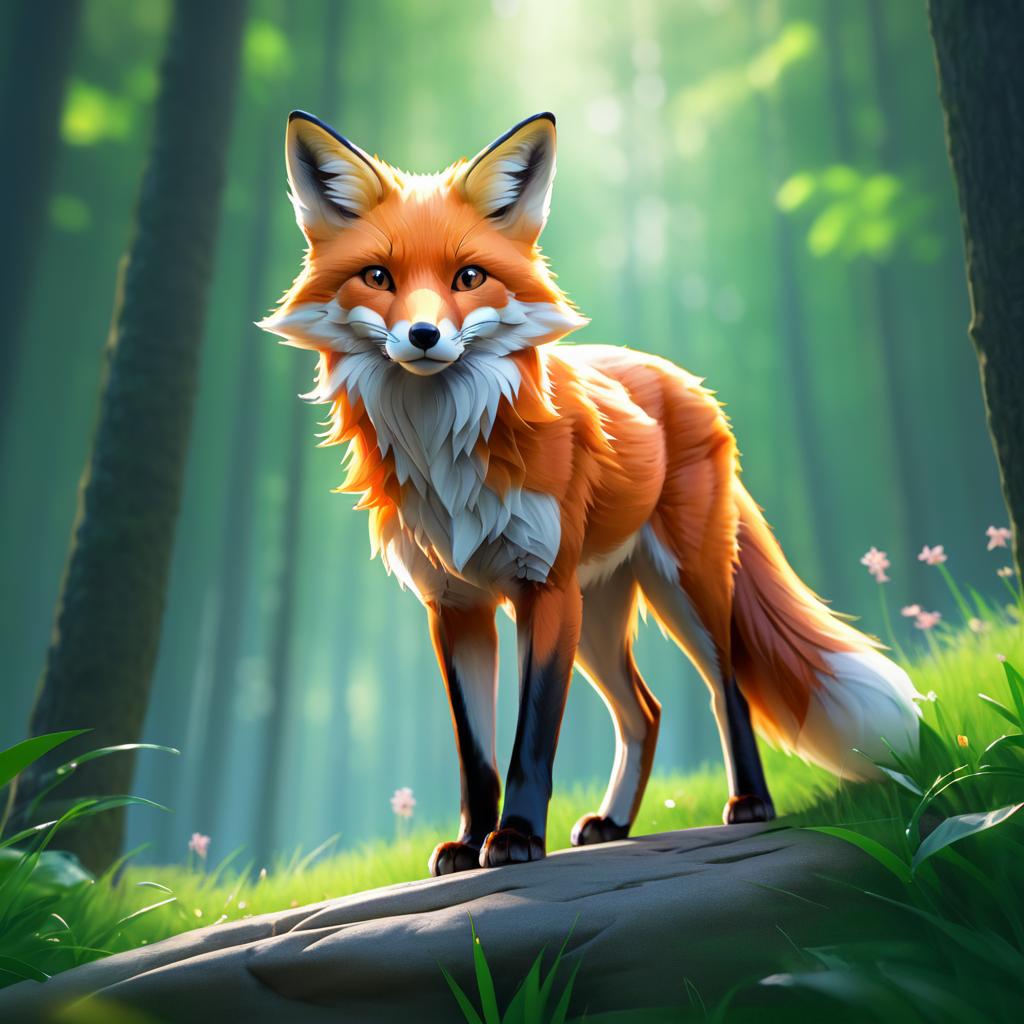 Highly Detailed Fox Digital Illustration