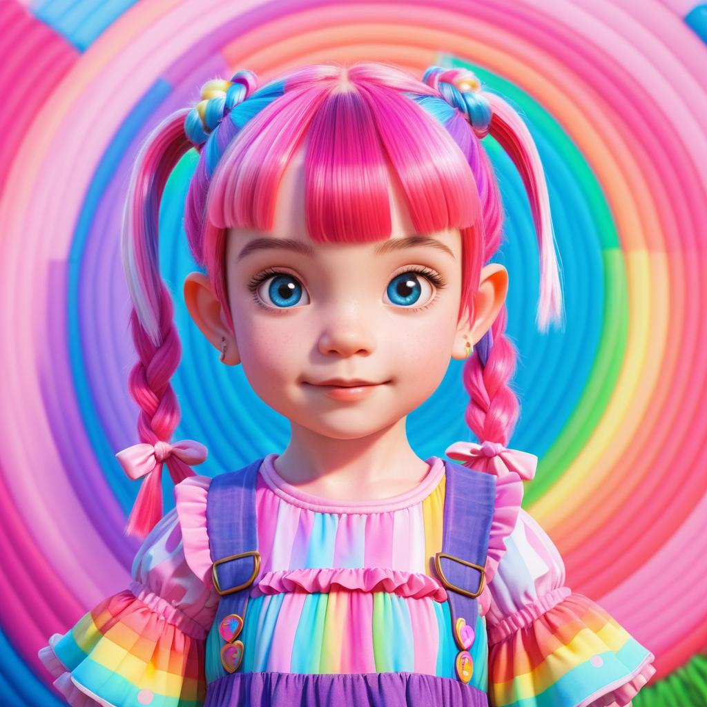 Vibrant Gnome Character Portrait with Pigtails