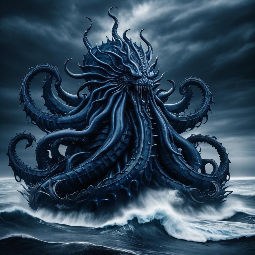 Majestic Kraken Emerging from Stormy Sea