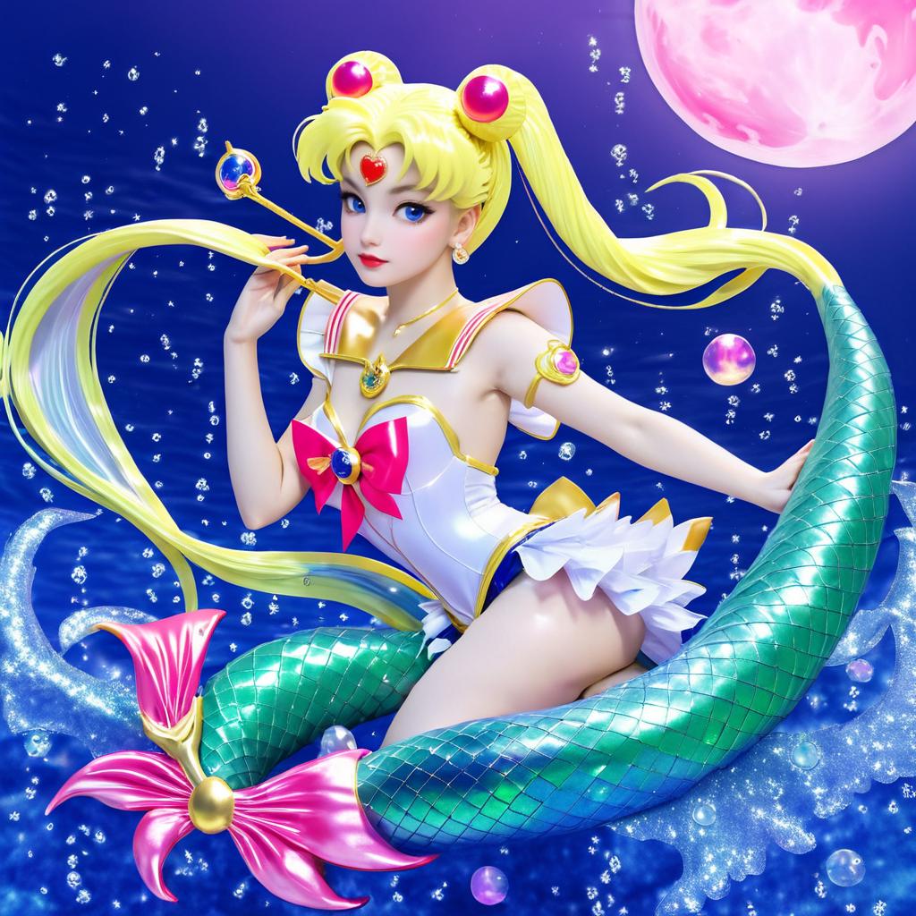 Sailor Moon Transformed into a Mermaid