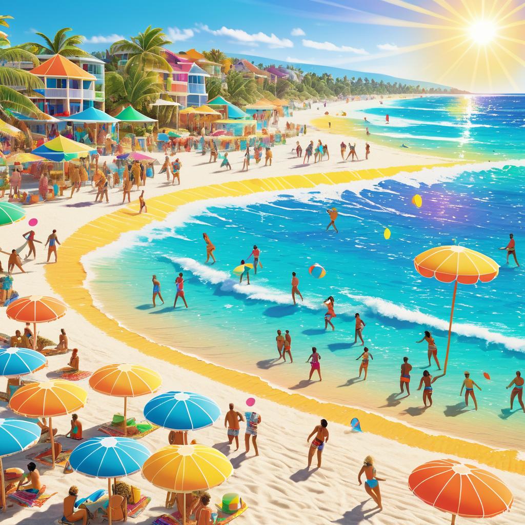 Vibrant Beach Party Scene in Detail