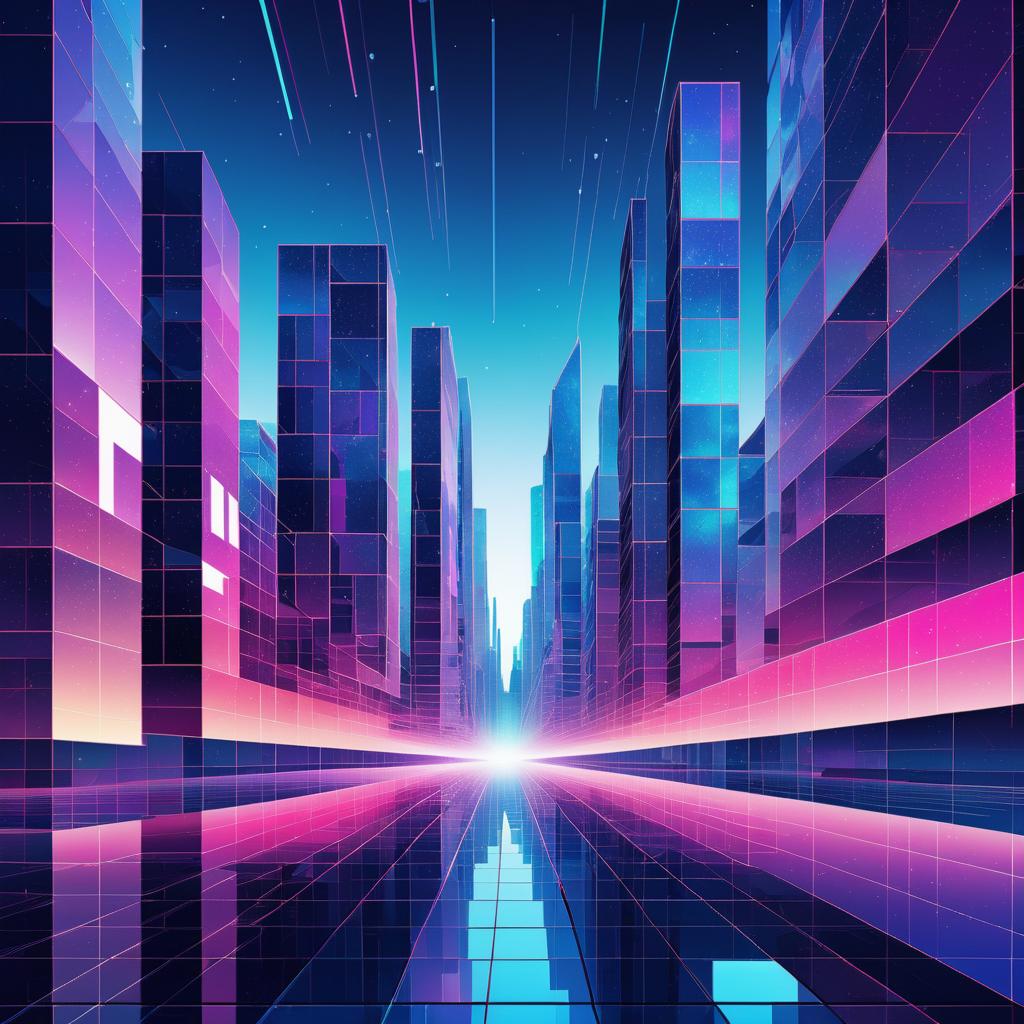 Futuristic Mosaic Cityscape Artwork