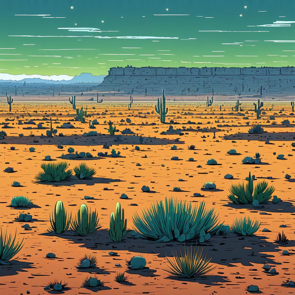 Cel Shaded Cactus Wasteland Landscape