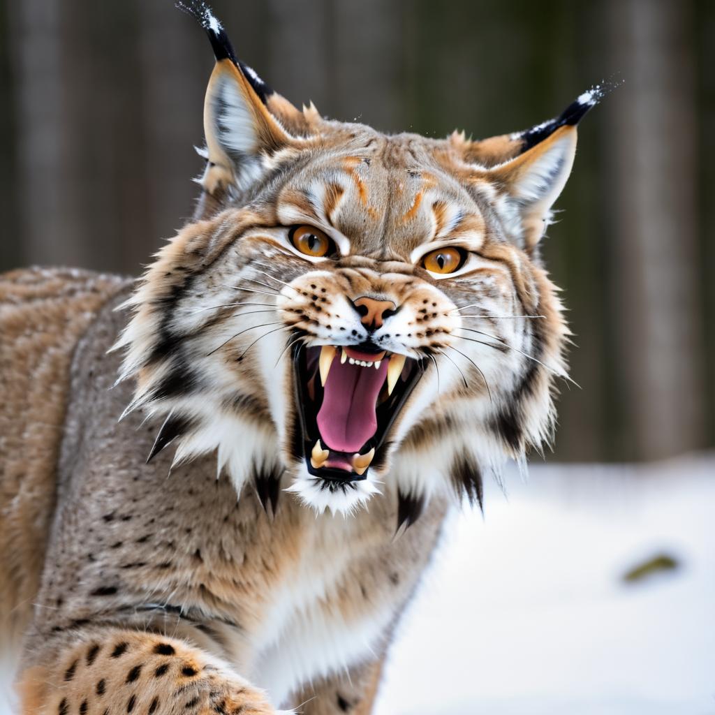 Lynx Displaying Intense Claws and Fangs