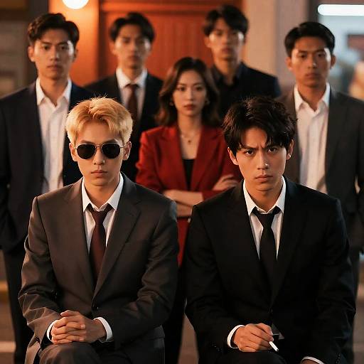 Neon Urban Scene with Stylish Individuals