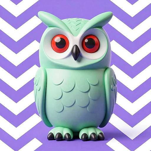Light Green Owl Toy with Red Eyes