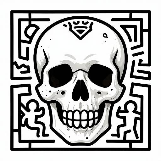 Intricate Stylized Skull with Geometric Frame