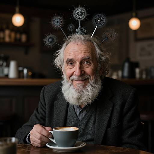 Surrealist Portrait of Smiling Old Man