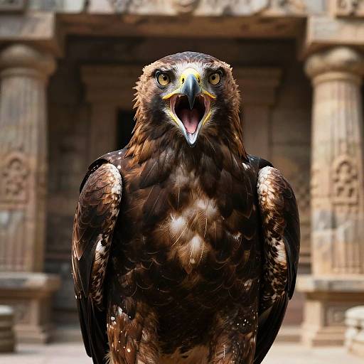Realistic Muscular Hawk Roaring Portrait