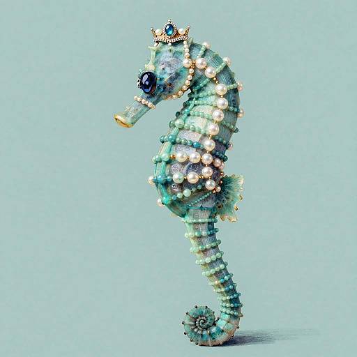 Dwarf Seahorse with Aquamarine Jewelry
